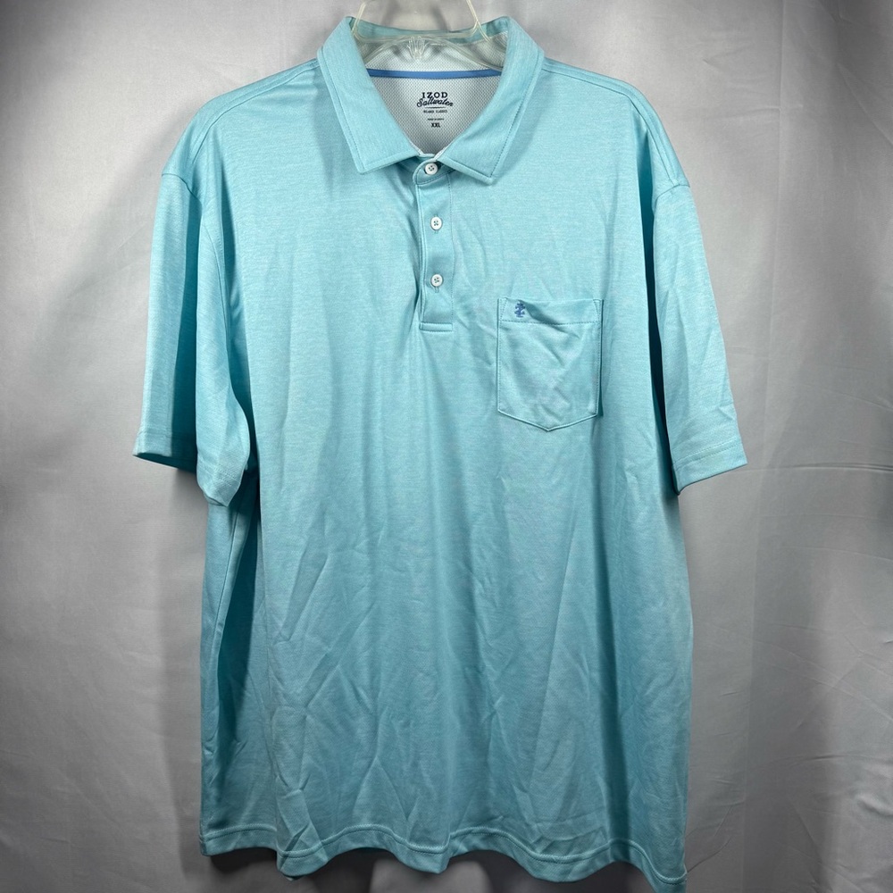 IZOD Men's 2XL Blue Polo Shirt Short Sleeve Golf Athletic